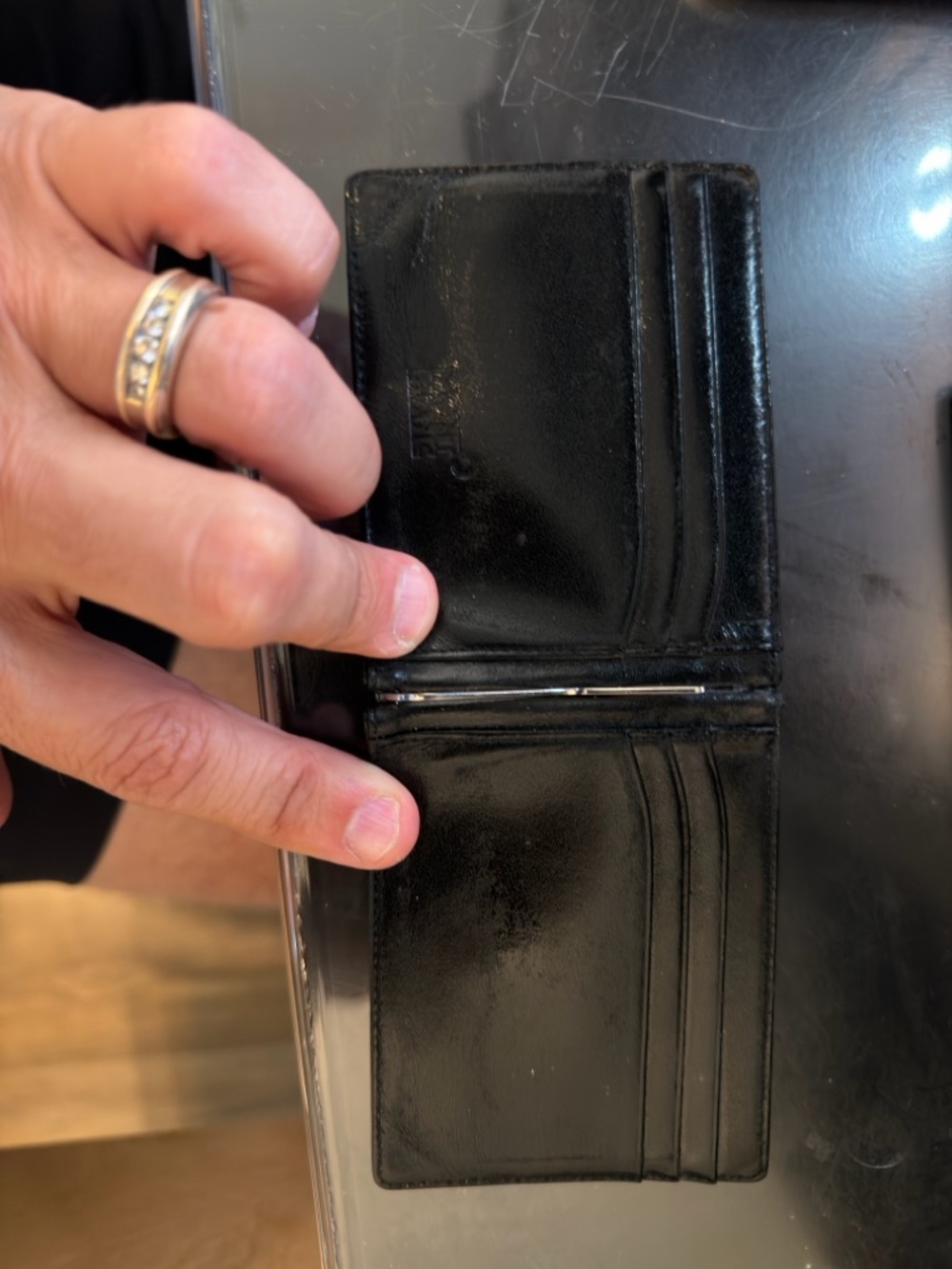 Montblanc Meisterstuck Wallet 6-cc Black Leather Bi-Fold Wallet.